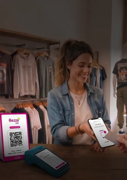 Cliente pagando en un local con Bezza Pay