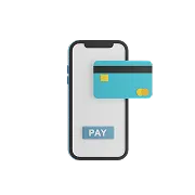 Celular con una tarjeta apoyada para cobrar